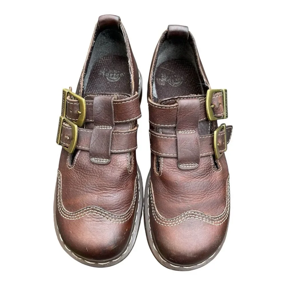 Vintage Brown Dr. Martens CATY 8065 style  Mary Jane Buckle Strap Fisherman US 8